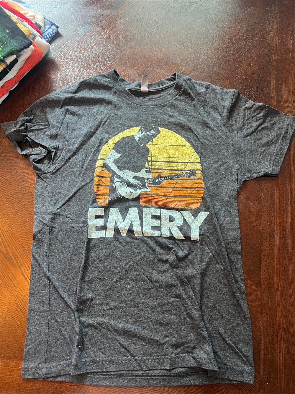 Next Level Apparel Charcoal Gray Emery Guitar Sunset Tee